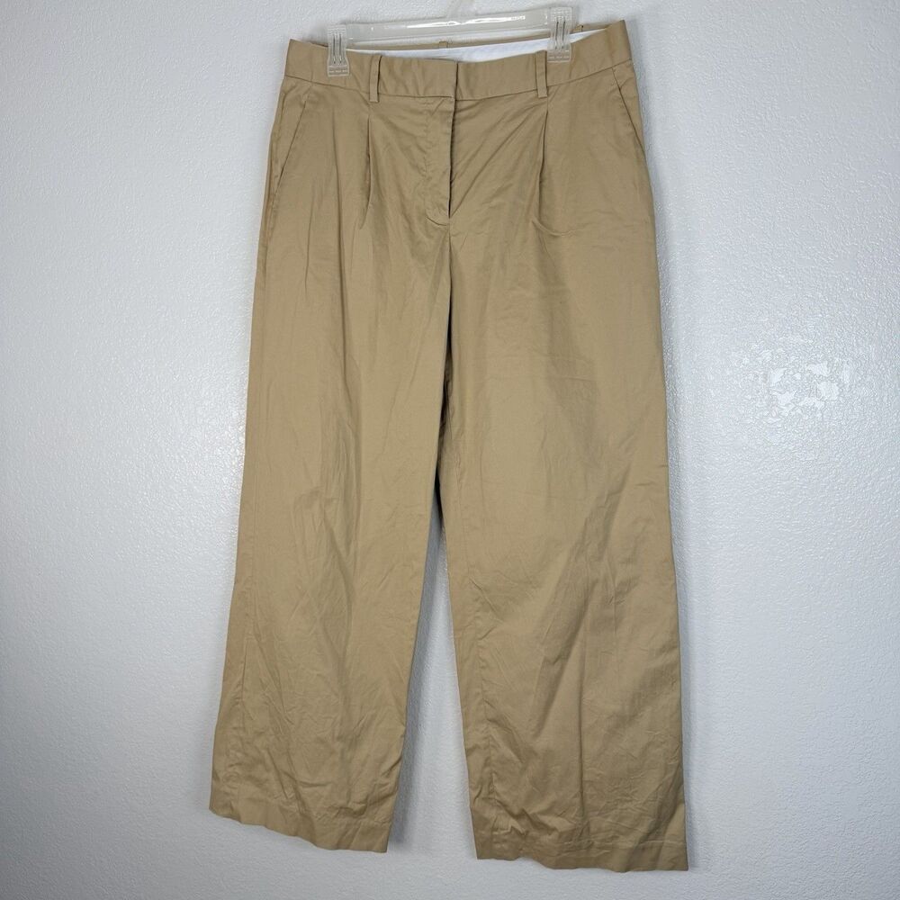 Aritzia Amherst Pant Chino Tan Sz 10 Low Rise Wide Leg Minimalist Old Money Luxe - Picture 3 of 13